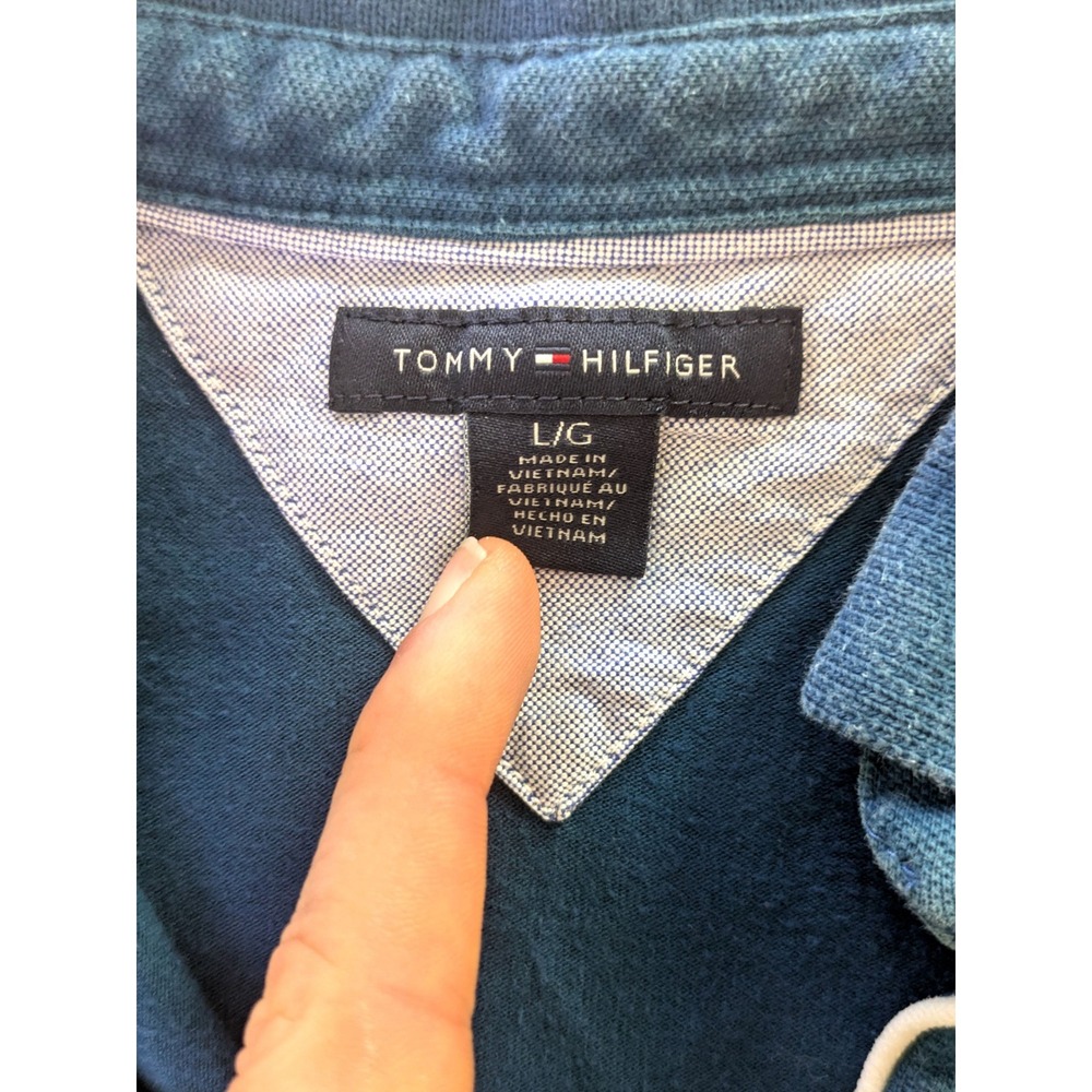 Tommy Hilfiger Womens Navy Blue V-Neck Polo Shirt Short Sleeve Size L - Picture 3 of 4